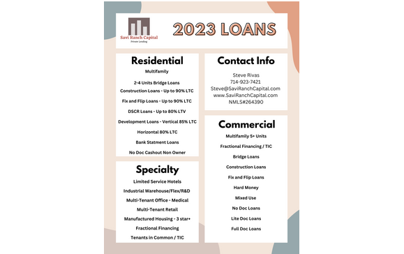 Residential & Commercial Lending by Savi Ranch Capital