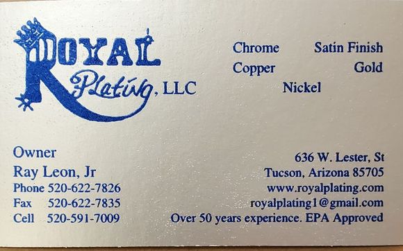Plating and polishing of metal  by Royal Plating LLC