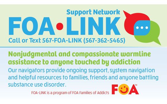 FOA-LINK helpline for anyone touched by drug addiction  by FOA Families of Addicts