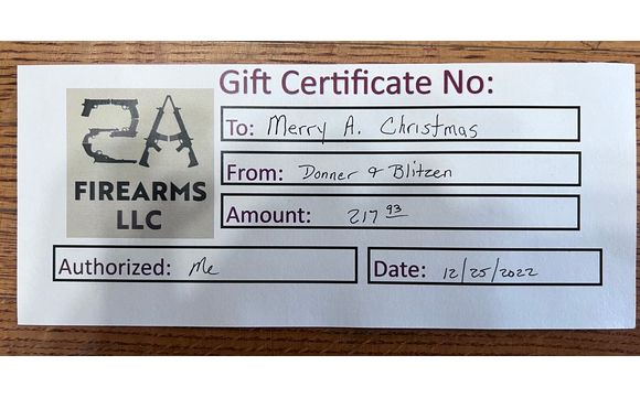 Gift Cards by 2A Firearms LLC