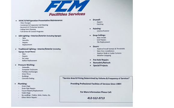FCM Facilties Services by FCM Facilities Services/Pittsburgh LED