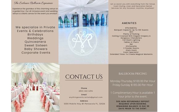 Venue, Event Linen and Decor Rentals by Anything Events and Rentals