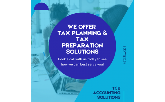 Tax planning and preparation  by TCB Accounting Solutions - Beauty Industry CPA