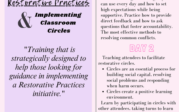 Introduction to Restorative Practices & Implementing Classroom Circle by Graceworks Restorative Practices