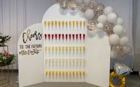 Interactive mimosa/champagne wall by Vanessa Lee Designs