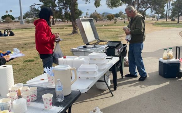 We offer aid to the homeless in the communities of Phoenix Arizona  by Healing Hearts Foundation Inc.