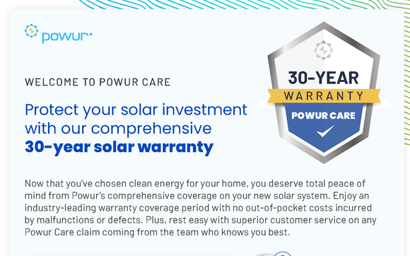 Powur Care 30-Year Warranty by PWR Energy Solar