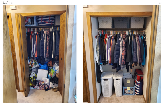 Entryway Closet Organization by Winnow & Spruce Organizing
