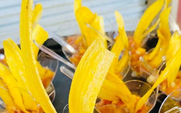 Mango salsa with fried plantains by Jas of all Trades LLC