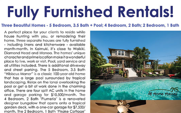 Furnished Rentals by At Home Hawaii Real Estate & Property Management