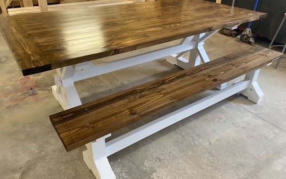 Dining table/bench by Apple Town Woodworks
