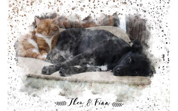 Watercolor Print - Pets by Athena Nicole Photography