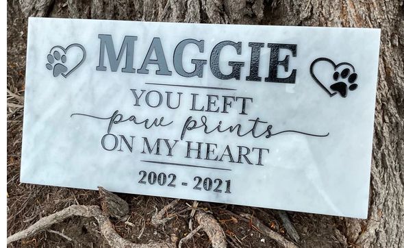 6x12 marble Pet Memorial, Personalized by MyFurevermemories.com