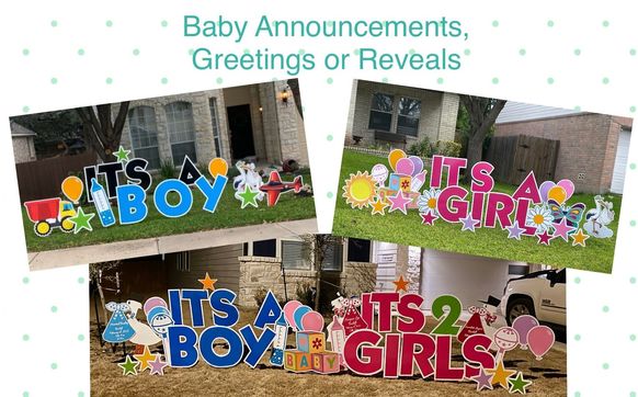 Baby Reveals, announcements or Greetings by 512 Yard Greetings