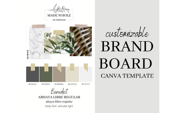 FREE brand board template by Made Whole Nutrition
