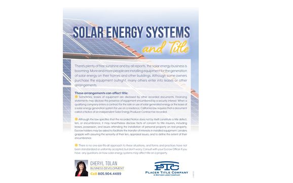 Solar Energy Systems and Title by Ambassador Five Cities 