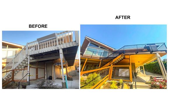 New deck, soffit and Metal Railing by JL Fine Finishes- Home Remodel in ...