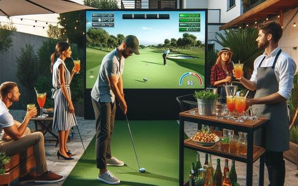 Social Event + Beverage Cart Attendant by Digital Dunes Mobile Golf Simulator