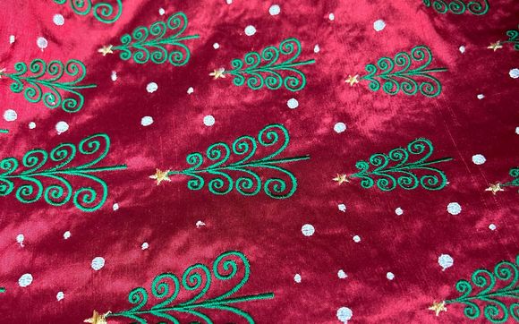 Xmas embroidry on silk by Family Fabrics LLC / Butterfly Fabrics
