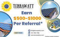 Refer a Friend Earn $500-$1000🌟 by TerraWatt Solar Consultancy