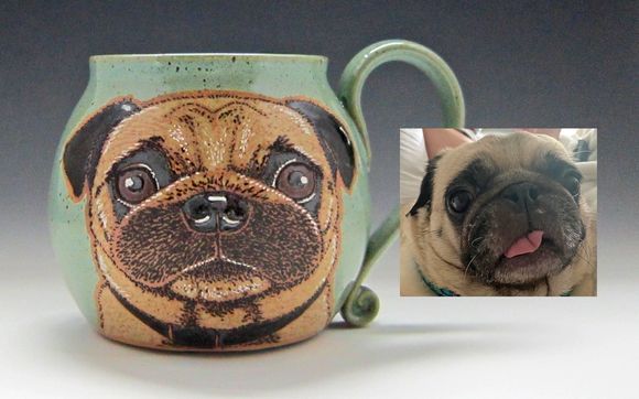 Custom Pug Pottery Mug by Susan Altenau Pottery
