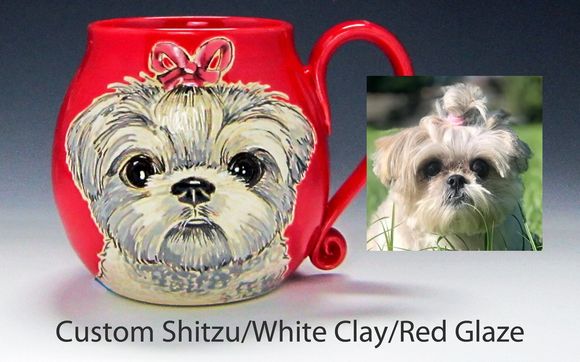 Custom Shitzu Pottery Mug by Susan Altenau Pottery