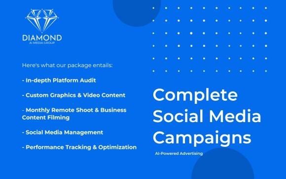 Complete Social Media Campaign - 60 Posts per month by Diamond AI Media Group