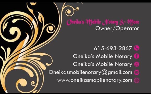 Oneika’s Notary and More by Oneika Notary Credit