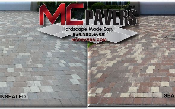 Re-Surfacing of concrete pavers, travertine, clay pavers by M & C Pavers
