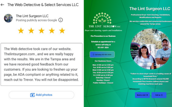 Digital Business Page / Landing Pages by The Web Detective - Select Services LLC - Charity Revolution