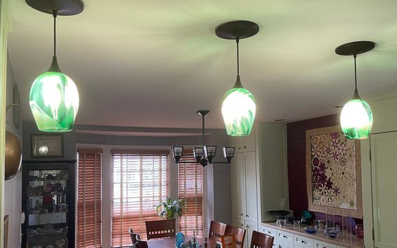 Custom handblown lighting fixtures by Hyaline Expressions Glass Art