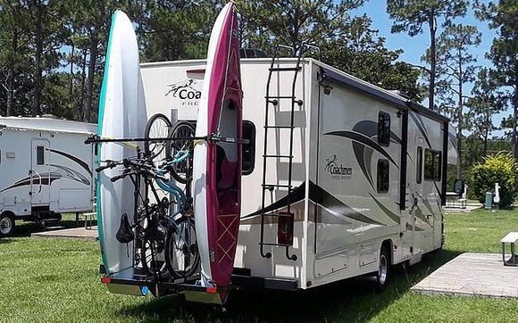 Yakups®   Customized Vertical RV Hitch mounted racks. by YAKUPS ® www. RV Kayak Racks. Com RVKR Development, LLC