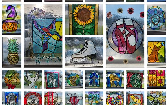 Suncatchers that are a stained glass imitation. by For the Love of Art, Suncatcher Creations.
