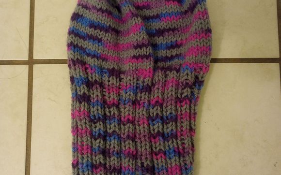 Grey And Purple And Bluish Classic Knitted Toque by EmilysTextiles