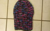 Striped Black And White And Purple Bluish Classic Knitted Toque by EmilysTextiles
