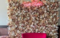 Pink rose gold flower wall by Serendipity Event Rentals