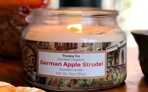 German Apple strudel scented candle by Traveling Fox Scented Creations