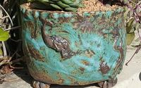 Butterfly punch pot with little feet and drainage by Port Town Pottery