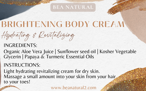 Brightening Body Cream Hydrating Revitalizing by Bea Natural2 in