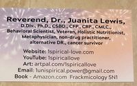 Sermon service by Reverend, DR., Juanita Lewis, D.Div., Ph.D. 