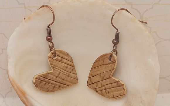 Bamboo heart earrings  by TRs Earrings, LLC