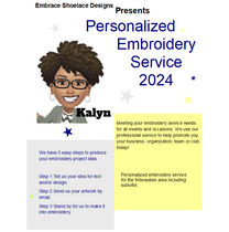 Personalized Embroidery by Embrace Shoelace Designs and Embroidery Service