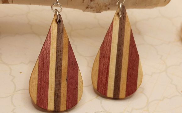 Teardrop multi-wood earrings  by TRs Earrings, LLC