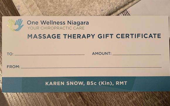 Gift Cards by RMT, One Wellness Niagara
