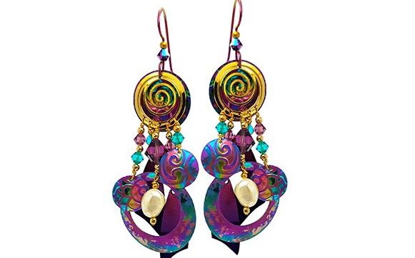 Gold-Fill, Niobium, Pearl and Crystal Earrings by LindaRae / Creative Effects Co. Inc.