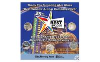 Best Window & Door Company 2026 by Able Glass & Window - 2025 Business Person of the Year for Santa Clara