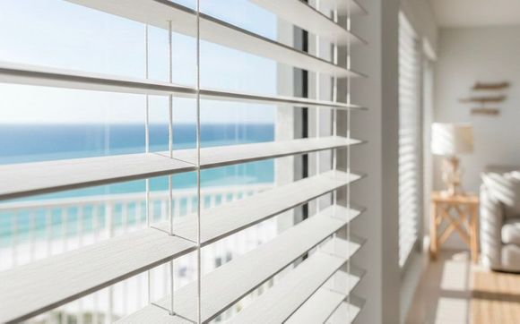 Faux-wood blinds by Bay View Blinds Shades & Shutters