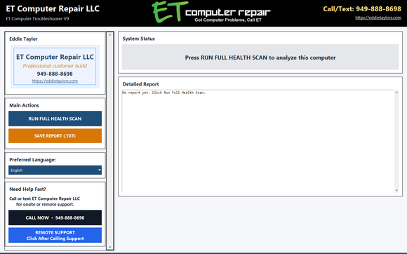 FREE Windows PC Health Scan APP by ET Computer Repair LLC
