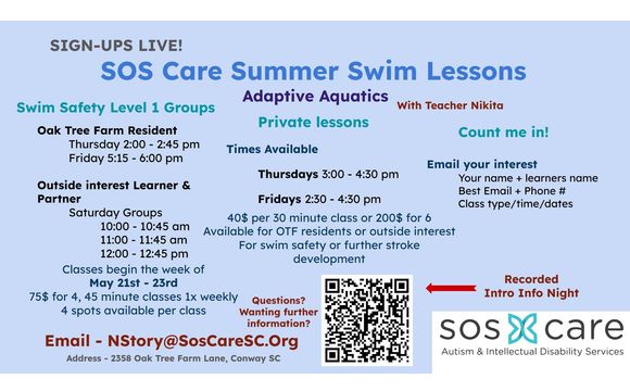 Swim Lessons + Water Safety Instruction by SOS Care