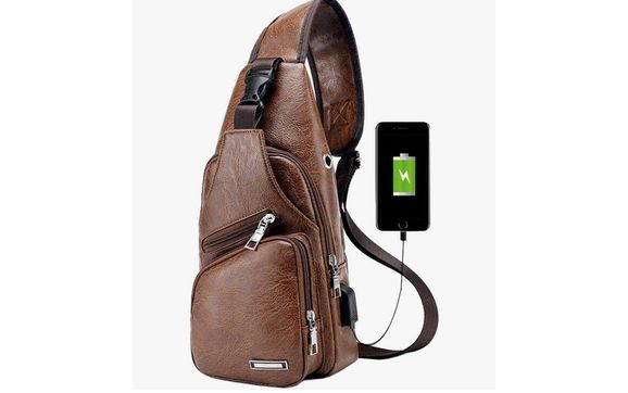 Leather Sling Bag Crossbody Backpack for Men or Women! by Joyce's Gift Store/La Bella Baskets & Gifts